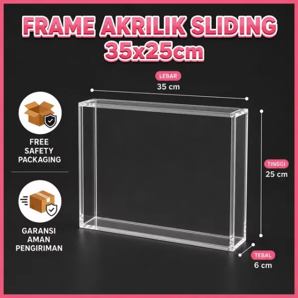 Frame mahar akrilik sliding 35x25 cm transparan