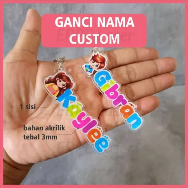 Ganci nama anak custom karakter lucu