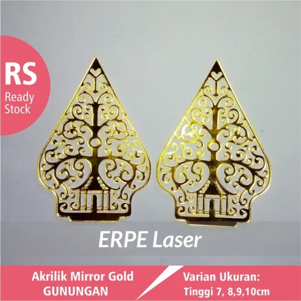 Gunungan wayang akrilik mirror gold hasil laser cutting
