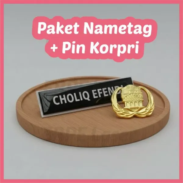 Nametag ASN lapis resin dengan pin lencana kuningan