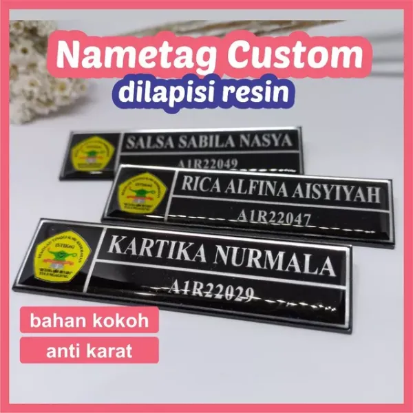 Nametag dada akrilik custom lapis resin
