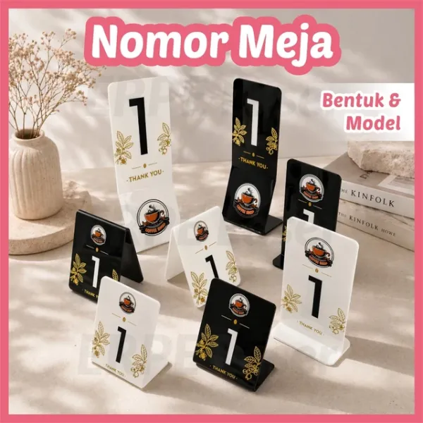 Nomor meja akrilik custom logo untuk acara