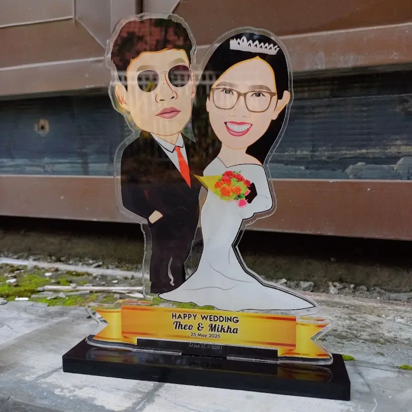 Plakat karikatur pengantin akrilik