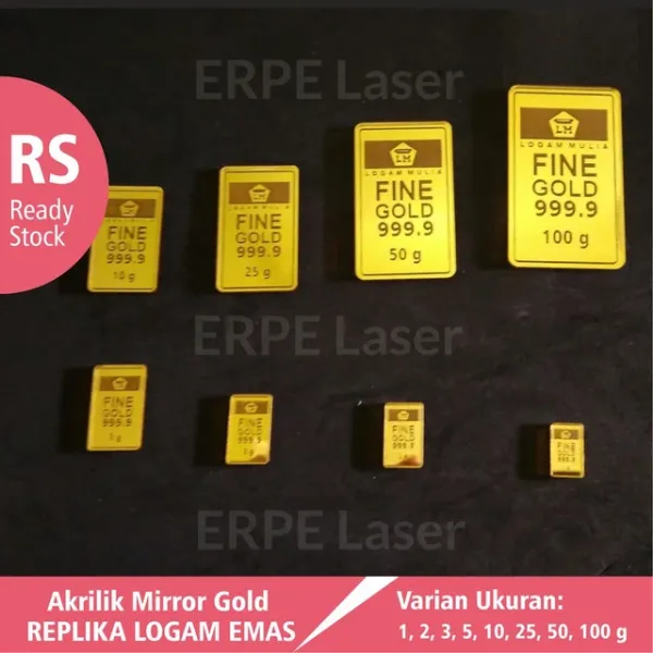 Replika logam mulia emas batangan akrilik mirror gold