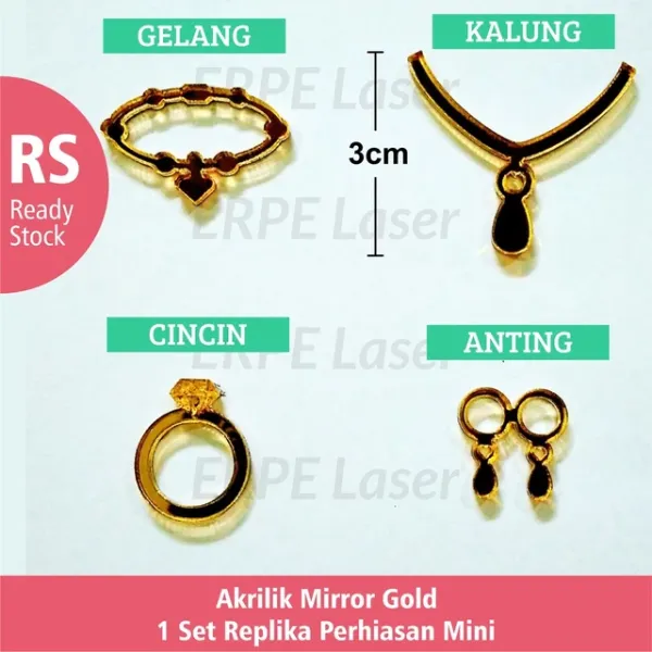 Replika perhiasan mini akrilik mirror untuk mahar